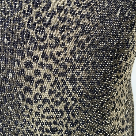 Alexia Admor Dress Sleeveless Bodycon Midi Leopard Animal Print Gold Green Large - Picture 12 of 12